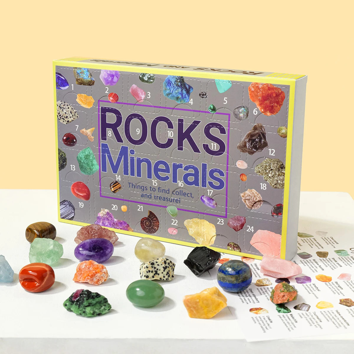 24pcs/set Natural Crystal Specimen Gift Box Children's Holiday Gift Ornament
