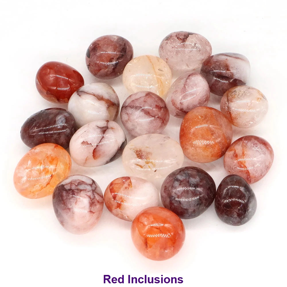 Red Inclusions Natural Tumbled Stones Healing Crystal Quartz Mineral Specimen Meditation Gemstones Tank Aquarium Home Decoration
