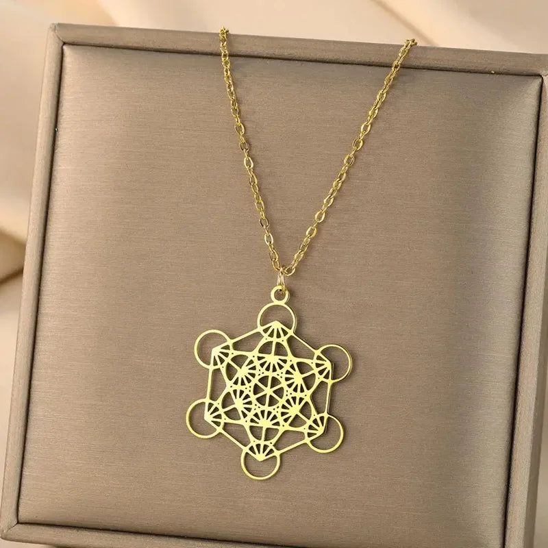 Seal Of Archangel Metatron Pendant Necklace Stainless Steel Sacred Geometry Hexagram Amulet Jewelry