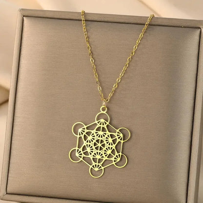 Seal Of Archangel Metatron Pendant Necklace Stainless Steel Sacred Geometry Hexagram Amulet Jewelry