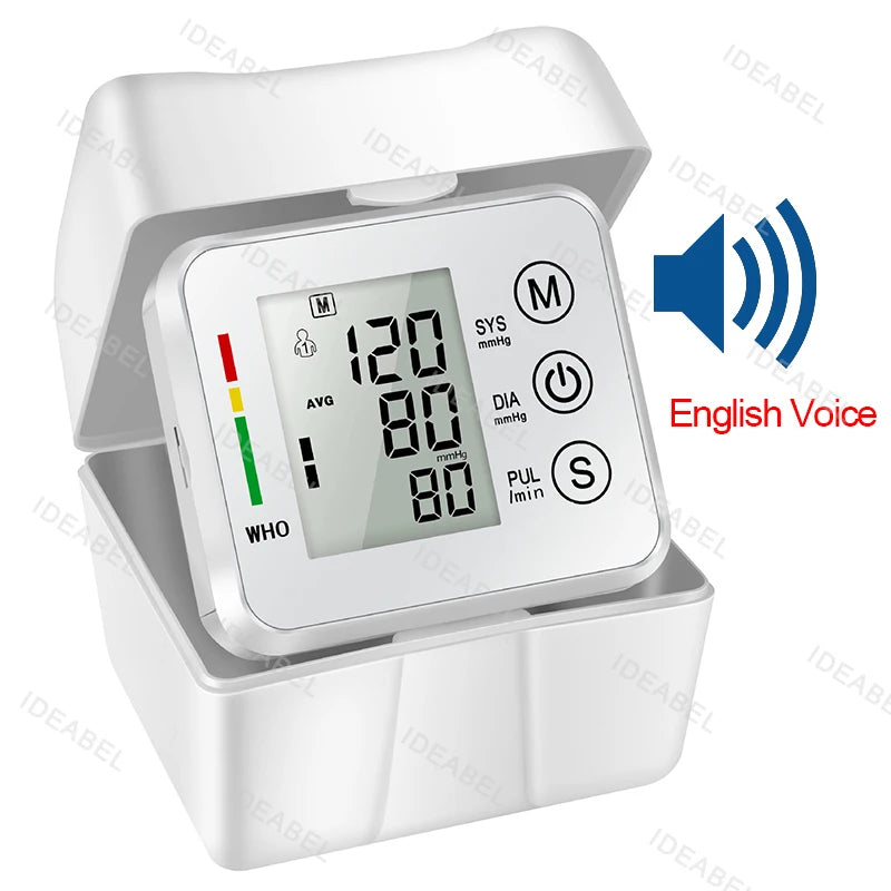 Voice Broadcast Smart LCD Screen Wrist Blood Pressure Monitor