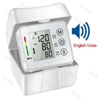 Voice Broadcast Smart LCD Screen Wrist Blood Pressure Monitor