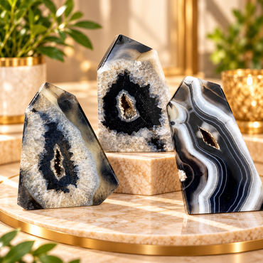 Natural Black Onyx Agate Geode – Crystal Stone